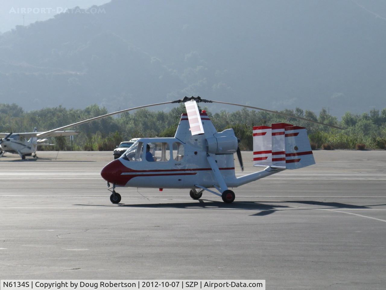 N6134S, 1965 Air & Space America Inc 18A C/N 18-41, 1965 Air & Space Mfg., Inc. 18A jump start autogyro, Lycoming O&VO-360 180 Hp pusher, taxi