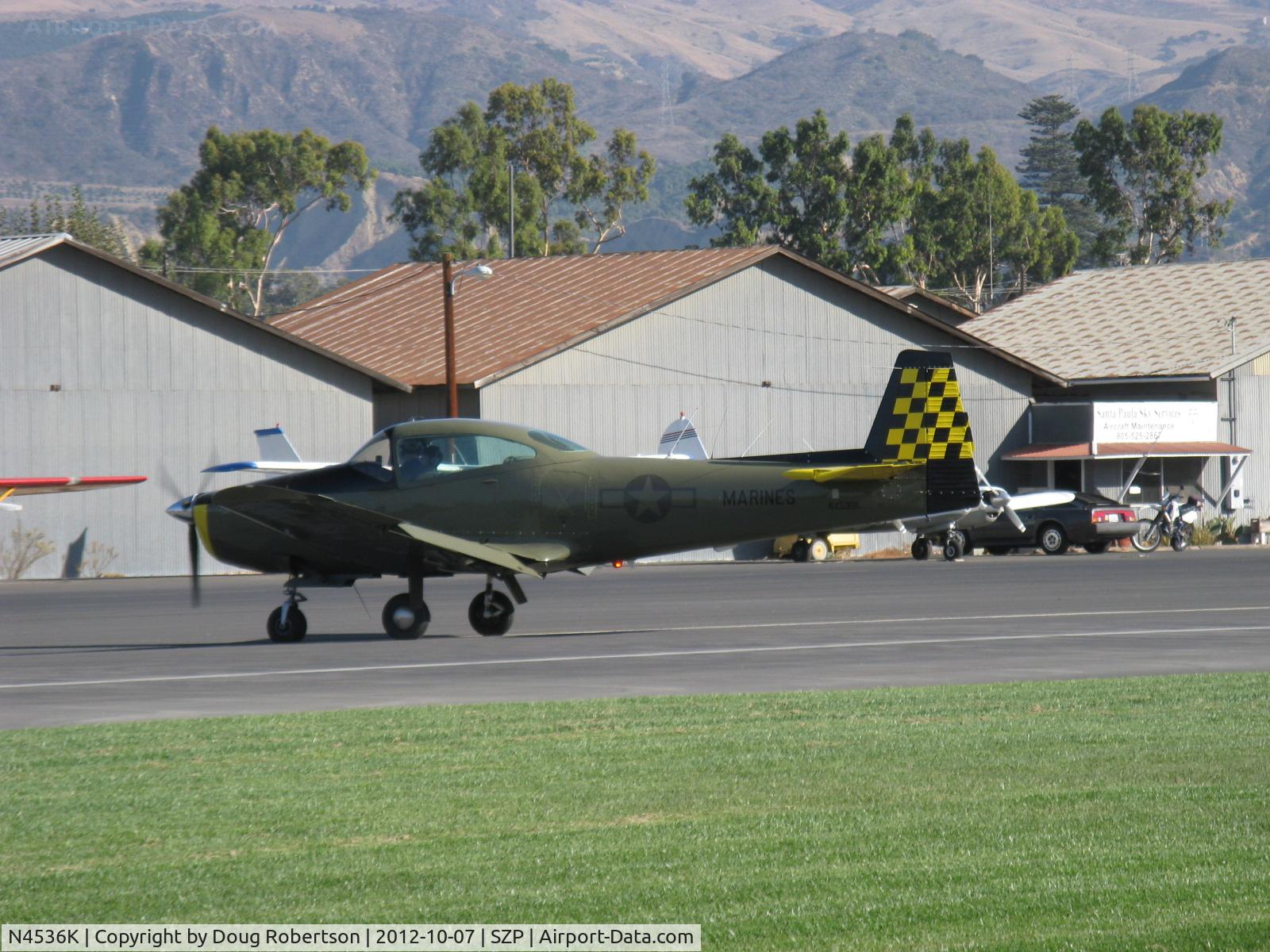 N4536K, 1948 Ryan Navion C/N NAV-4-1536, 1948 Ryan NAVION, Continental IO-520 285 Hp upgrade per STC, taxi off the active