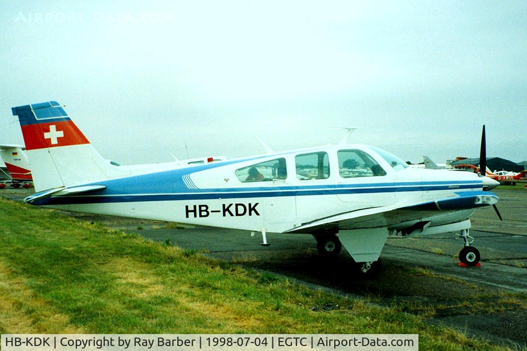 HB-KDK, Beech F33A Bonanza C/N CE815, Beech F33A Bonanza [CE-815] Cranfield~G 04/07/1998