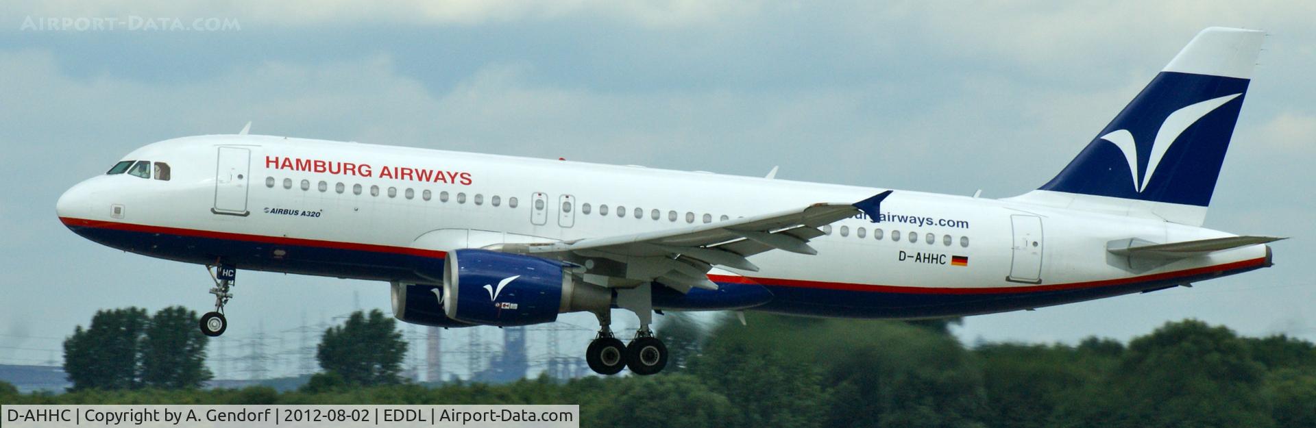 D-AHHC, 2006 Airbus A320-214 C/N 2745, Hamburg Airways, is here on short finals at Düsseldorf Int´l (EDDL)