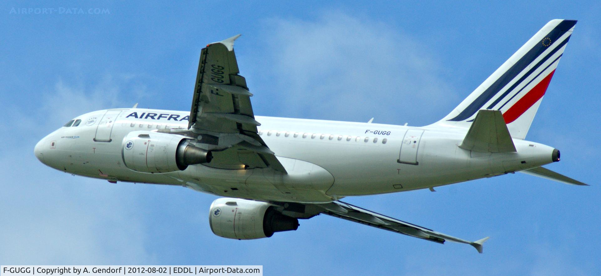 F-GUGG, 2004 Airbus A318-111 C/N 2317, Air France, is climbing out after take off at Düsseldorf Int´l (EDDL)