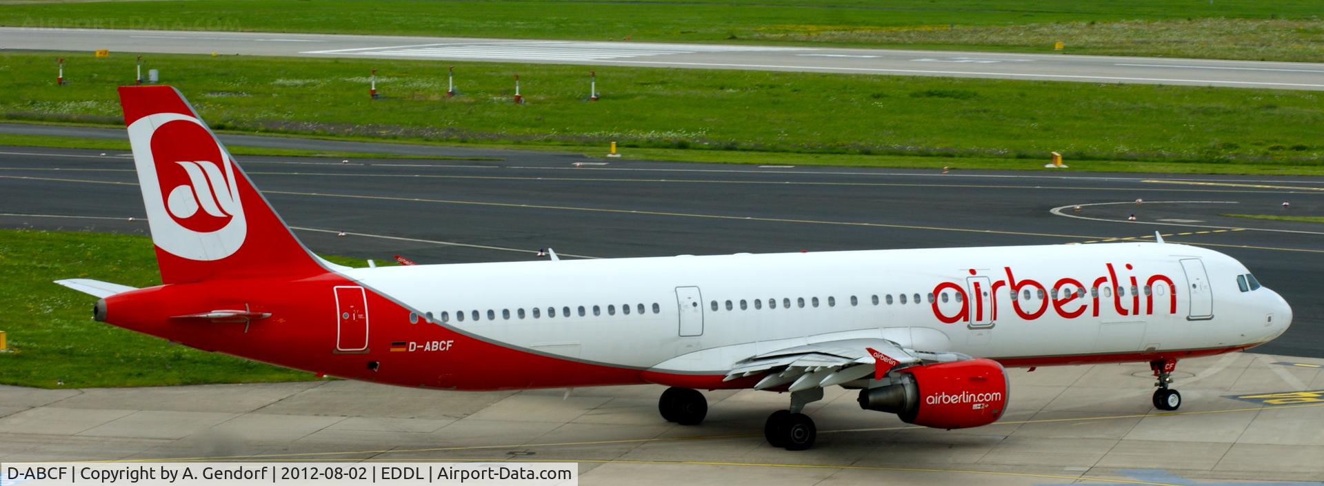 D-ABCF, 2003 Airbus A321-211 C/N 1966, Air Berlin, is taxiing at Düsseldorf Int´l (EDDL) for departure
