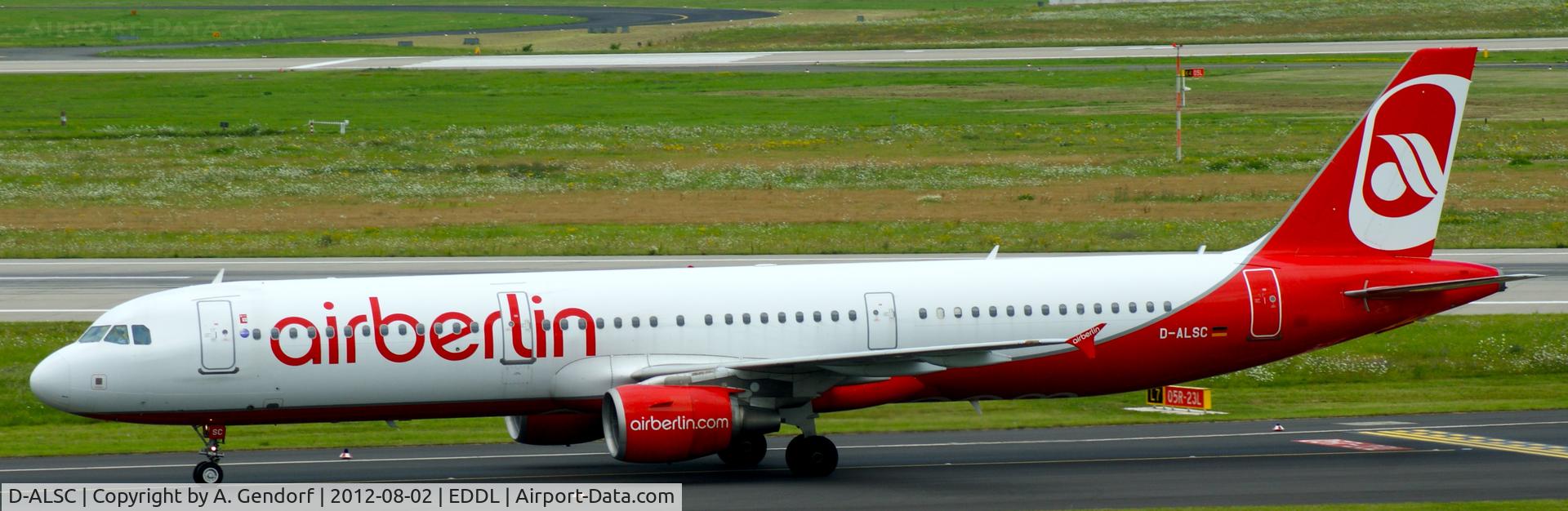 D-ALSC, 2003 Airbus A321-211 C/N 2005, Air Berlin, is taxiing to the gate after landing at Düsseldorf Int´l (EDDL)