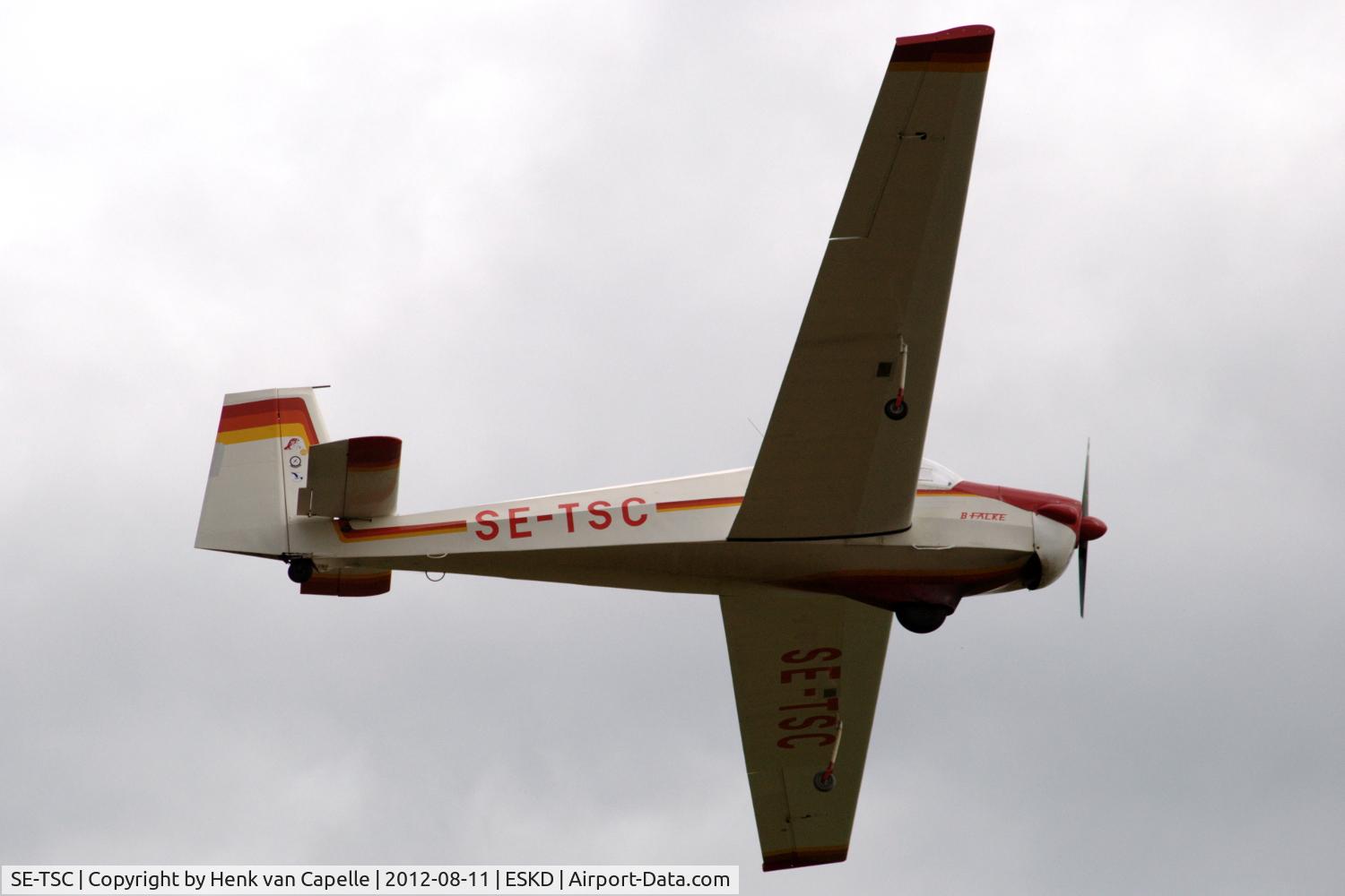 SE-TSC, 1968 Scheibe SF 25B Falke C/N 4624, Scheibe SF25B Falke motorglider departing Dala-Järna airfield, Sweden.