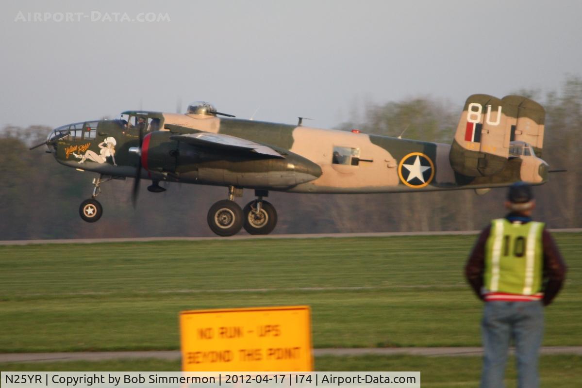 N25YR, 1943 North American TB-25N Mitchell C/N 108-34881, Dawn departure, RWY 20 at Urbana, Ohio for the B-25 gathering & Doolittle reunion in Dayton.