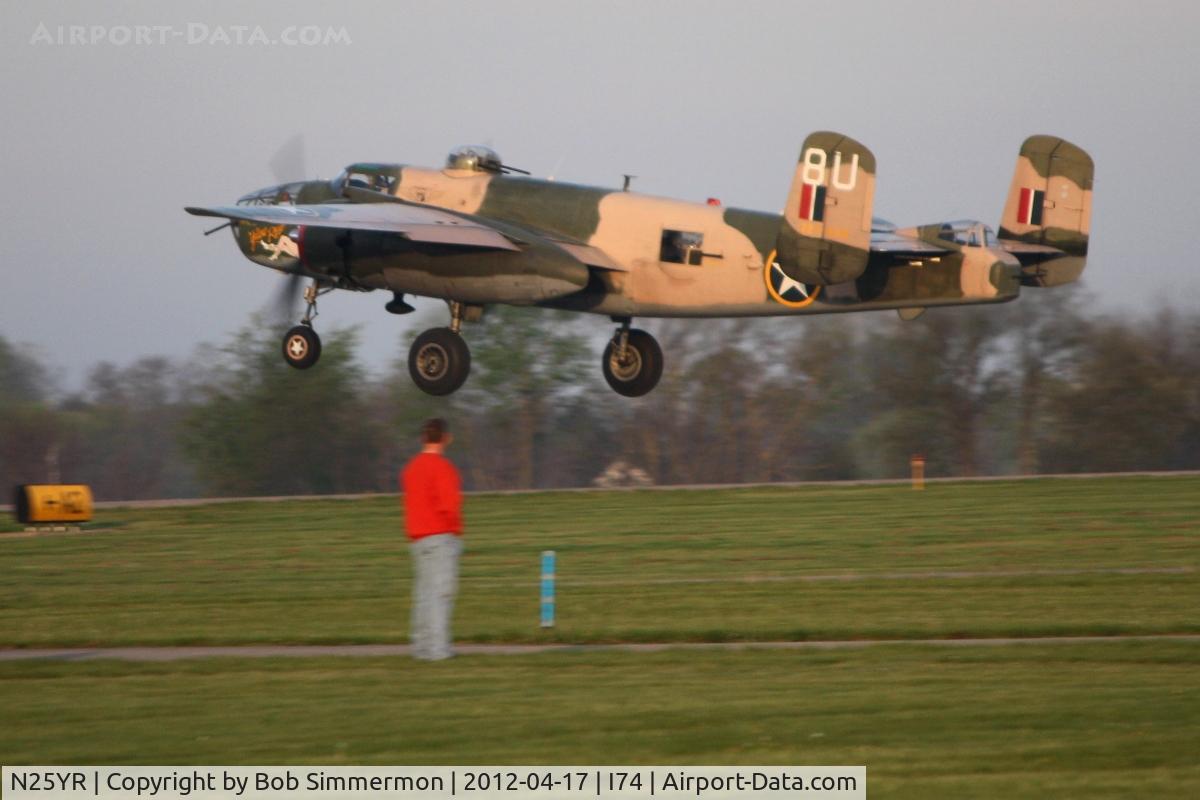 N25YR, 1943 North American TB-25N Mitchell C/N 108-34881, Dawn departure, RWY 20 at Urbana, Ohio for the B-25 gathering & Doolittle reunion in Dayton.