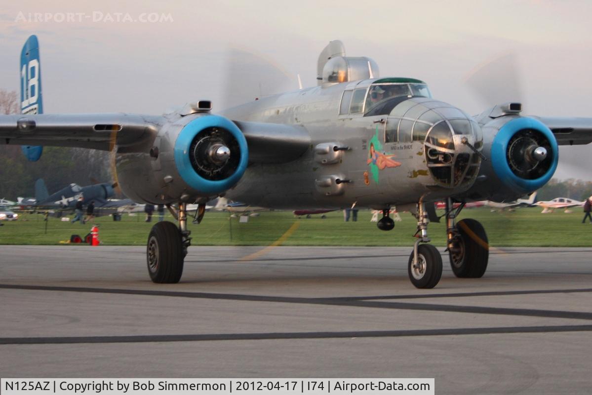 N125AZ, 1960 North American TB-25N Mitchell C/N 108-35262, Dawn start-up for the flight to Dayton for the B-25 gathering and Doolittle reunion.