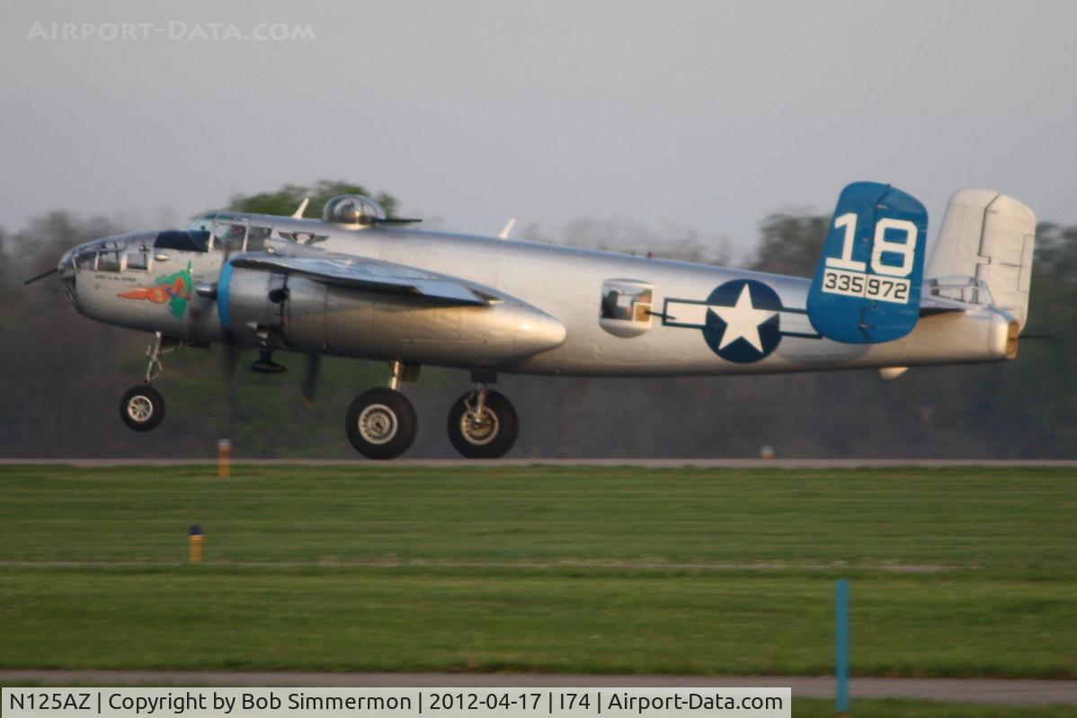 N125AZ, 1960 North American TB-25N Mitchell C/N 108-35262, Dawn departure, RWY 20 at Urbana, Ohio for the B-25 gathering and Doolittle reunion at Dayton.