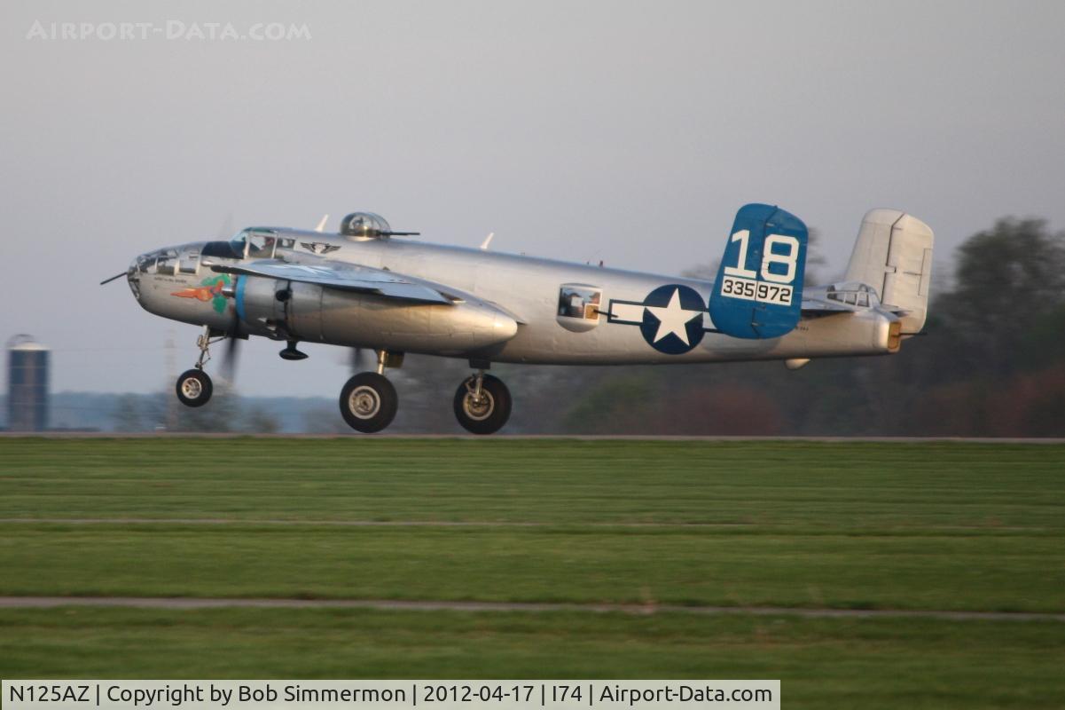 N125AZ, 1960 North American TB-25N Mitchell C/N 108-35262, Dawn departure, RWY 20 at Urbana, Ohio for the B-25 gathering and Doolittle reunion at Dayton.