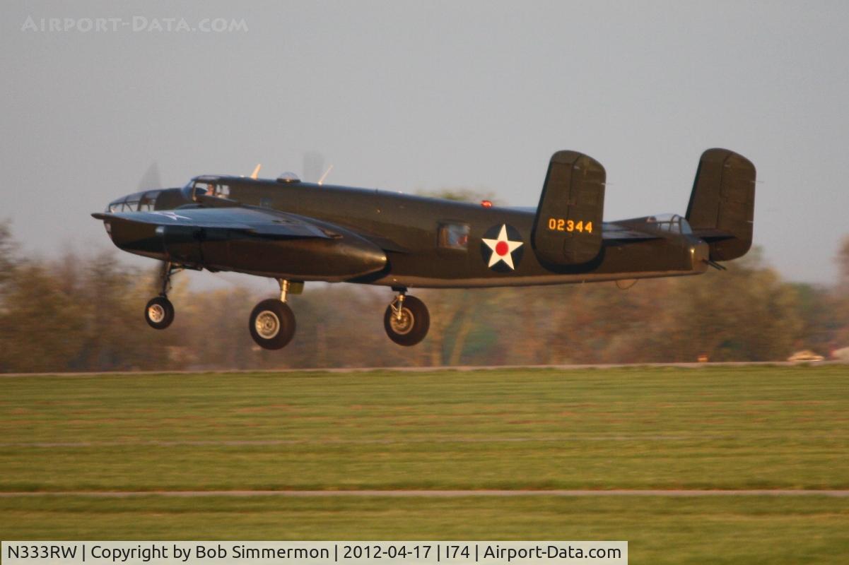 N333RW, 1944 North American B-25N Mitchell C/N 108-47488, Departing RWY 22 at Urbana, Ohio for the Dayton B-25 Gathering and Doolittle Reunion.