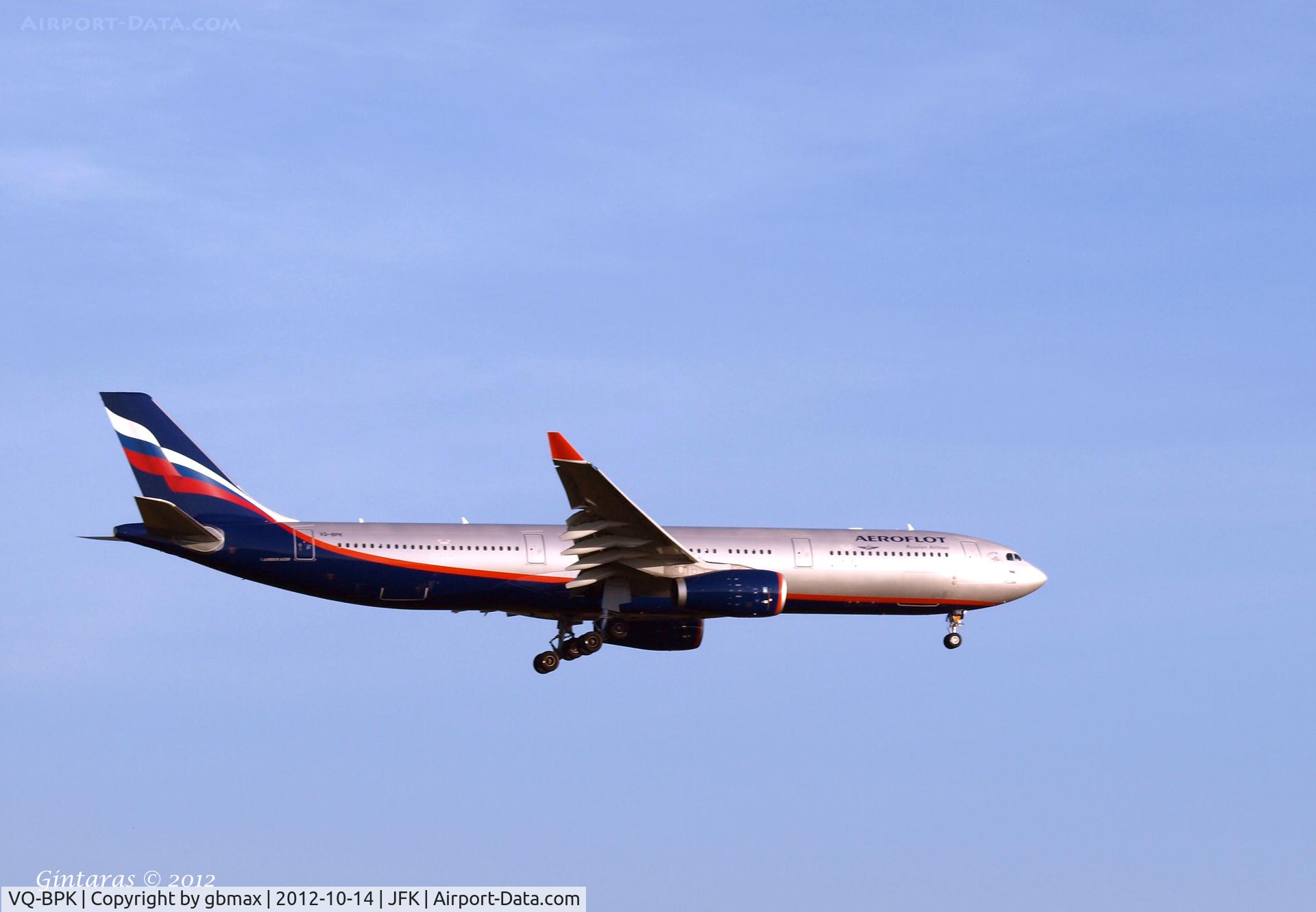 VQ-BPK, 2012 Airbus A330-343X C/N 1345, Landing @ JFK