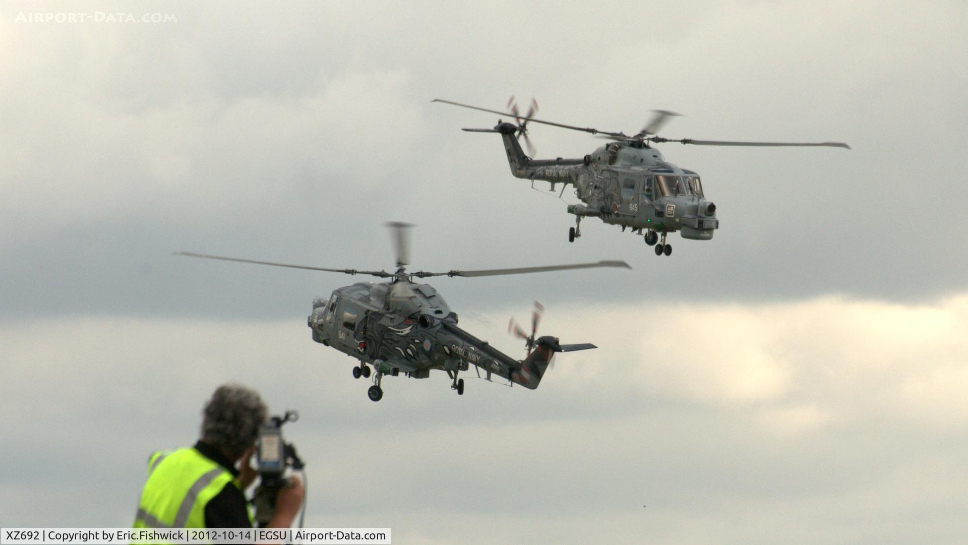 XZ692, 1979 Westland Lynx HMA.8SRU C/N 121, 5. Black Cats Lynx Pair at IWM Duxford Autumn Air Show, October 2012.
