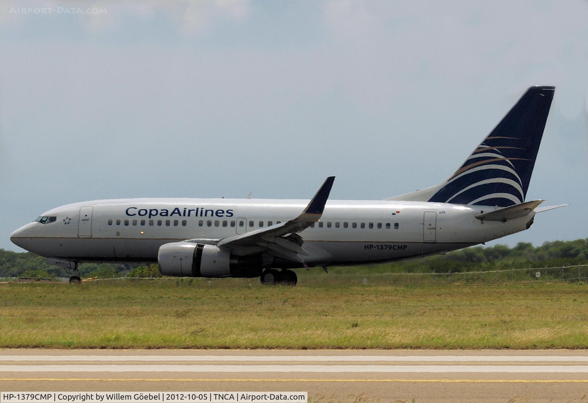 HP-1379CMP, 2002 Boeing 737-7V3 C/N 30463, Landing on Reina Beatrix Airport Aruba