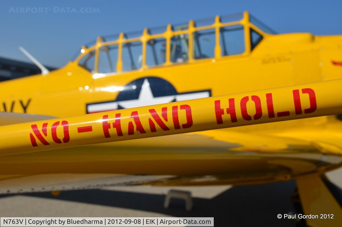 N763V, 1943 North American SNJ-4 Texan C/N 88-13763, Major Distraction at the Spirit of Flight Center Erie, Colorado.