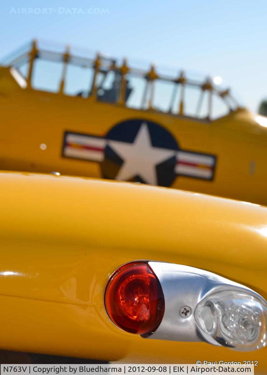N763V, 1943 North American SNJ-4 Texan C/N 88-13763, Major Distraction at the Spirit of Flight Center Erie, Colorado.