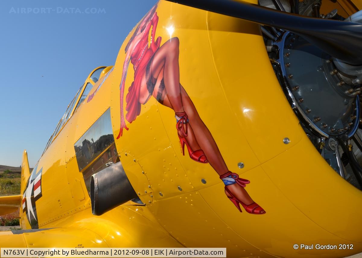 N763V, 1943 North American SNJ-4 Texan C/N 88-13763, Major Distraction at the Spirit of Flight Center Erie, Colorado.