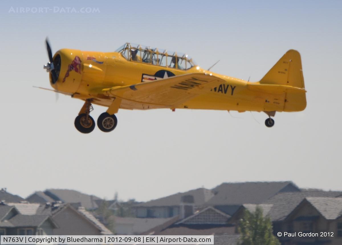 N763V, 1943 North American SNJ-4 Texan C/N 88-13763, Major Distraction at the Spirit of Flight Center Erie, Colorado.