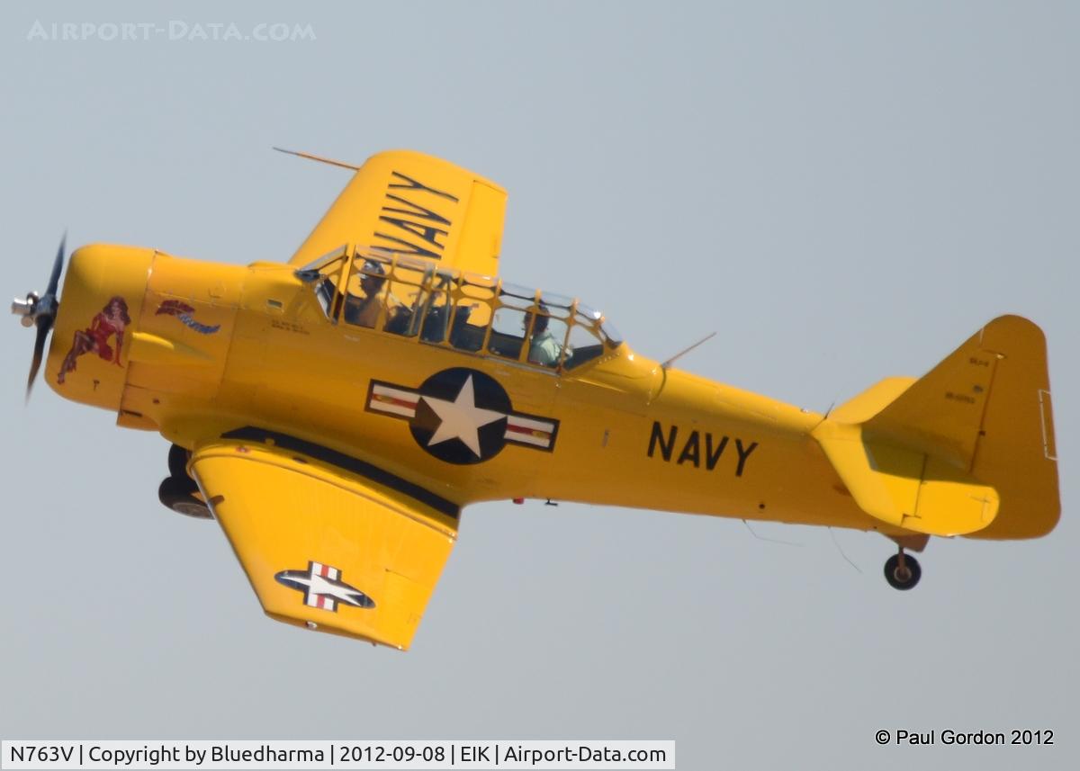 N763V, 1943 North American SNJ-4 Texan C/N 88-13763, Major Distraction at the Spirit of Flight Center Erie, Colorado.