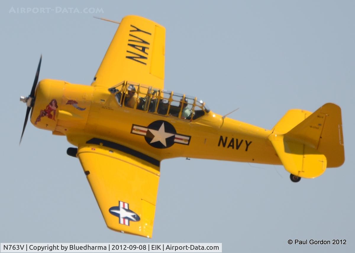 N763V, 1943 North American SNJ-4 Texan C/N 88-13763, Major Distraction at the Spirit of Flight Center Erie, Colorado.