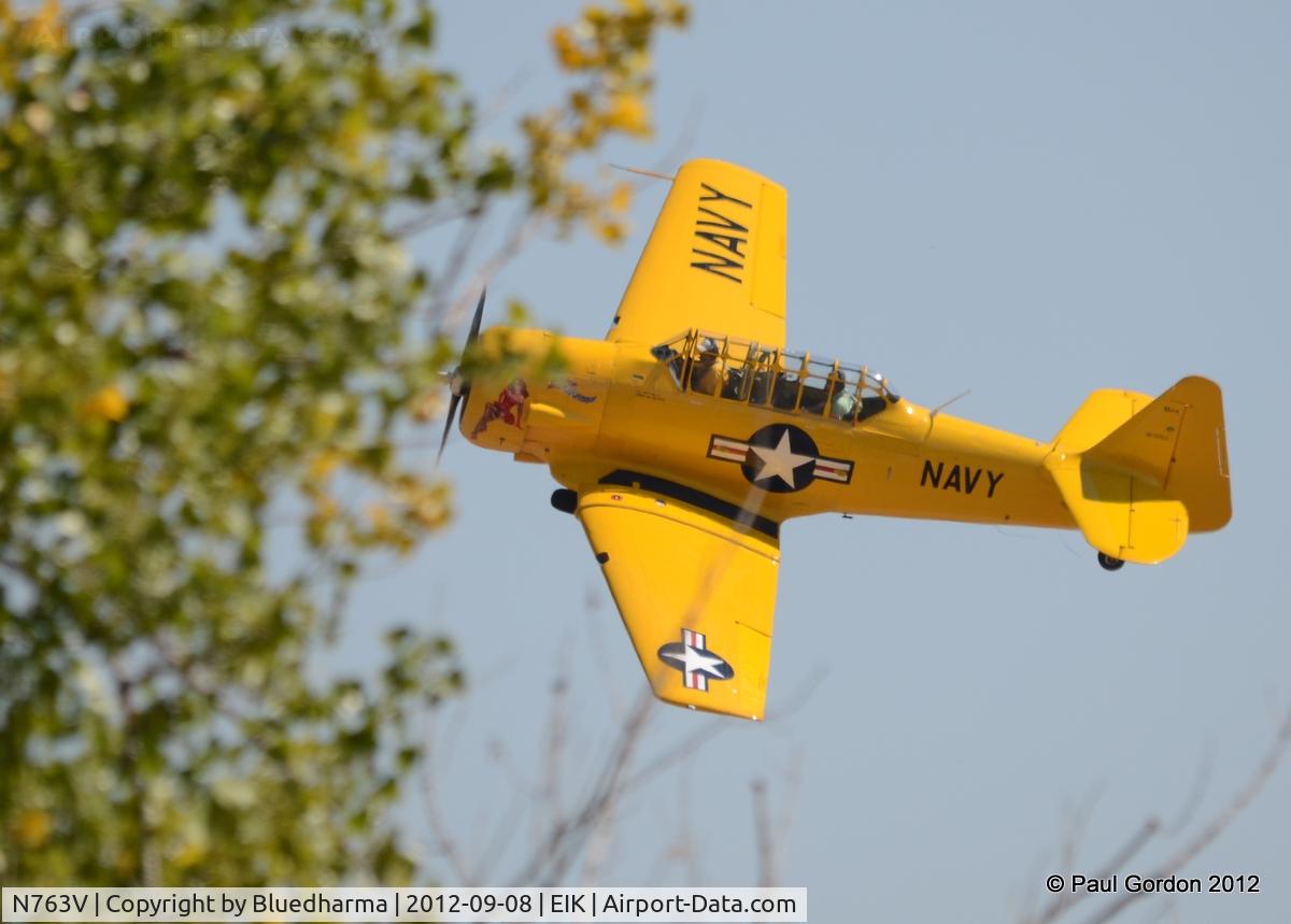 N763V, 1943 North American SNJ-4 Texan C/N 88-13763, Major Distraction at the Spirit of Flight Center Erie, Colorado.