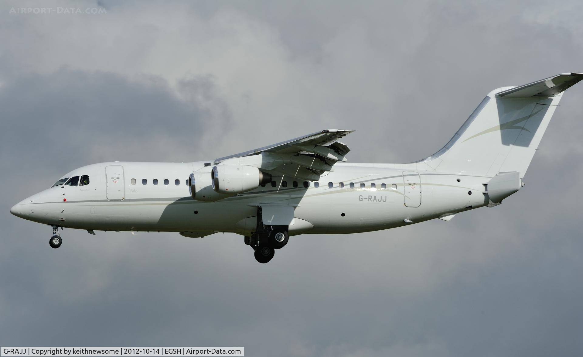 G-RAJJ, 1988 British Aerospace BAe.146-200 C/N E2108, Landing onto 09 to collect a football team ?