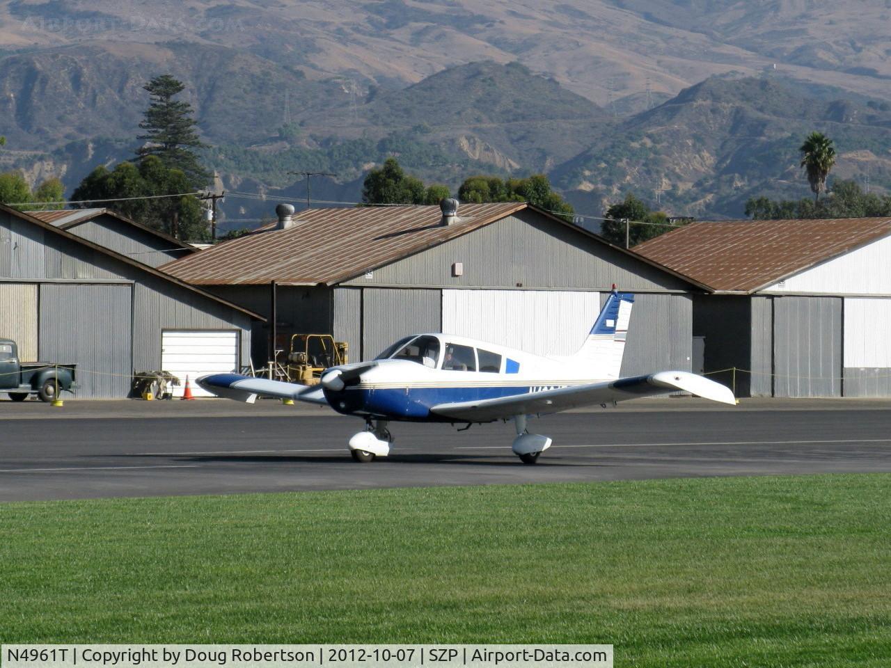 N4961T, 1972 Piper PA-28-140 Cruiser C/N 28-7225289, 1972 Piper PA-28-140, Lycoming O-320-E1A 150 Hp, landing roll Rwy 22