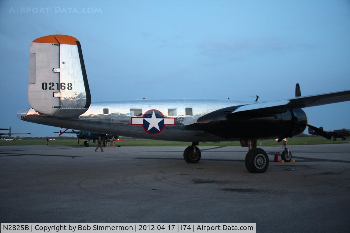 N2825B, 1940 North American RB-25 Mitchell C/N 62-2837, Dawn startup in Urbana for the Dayton B-25 Gathering and Doolittle Reunion.