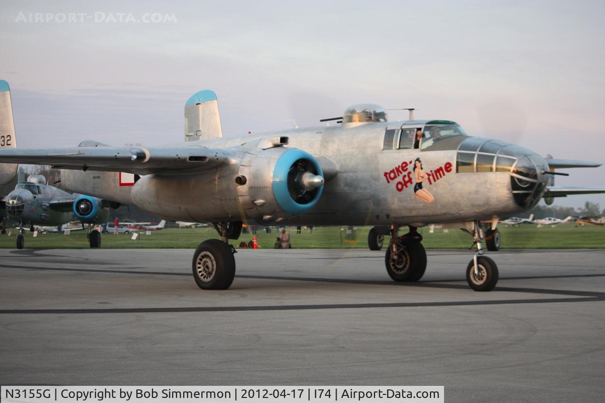 N3155G, North American TB-25N Mitchell C/N 108-34107, Departing for the Dayton B-25 Gathering and Doolittle Reunion.