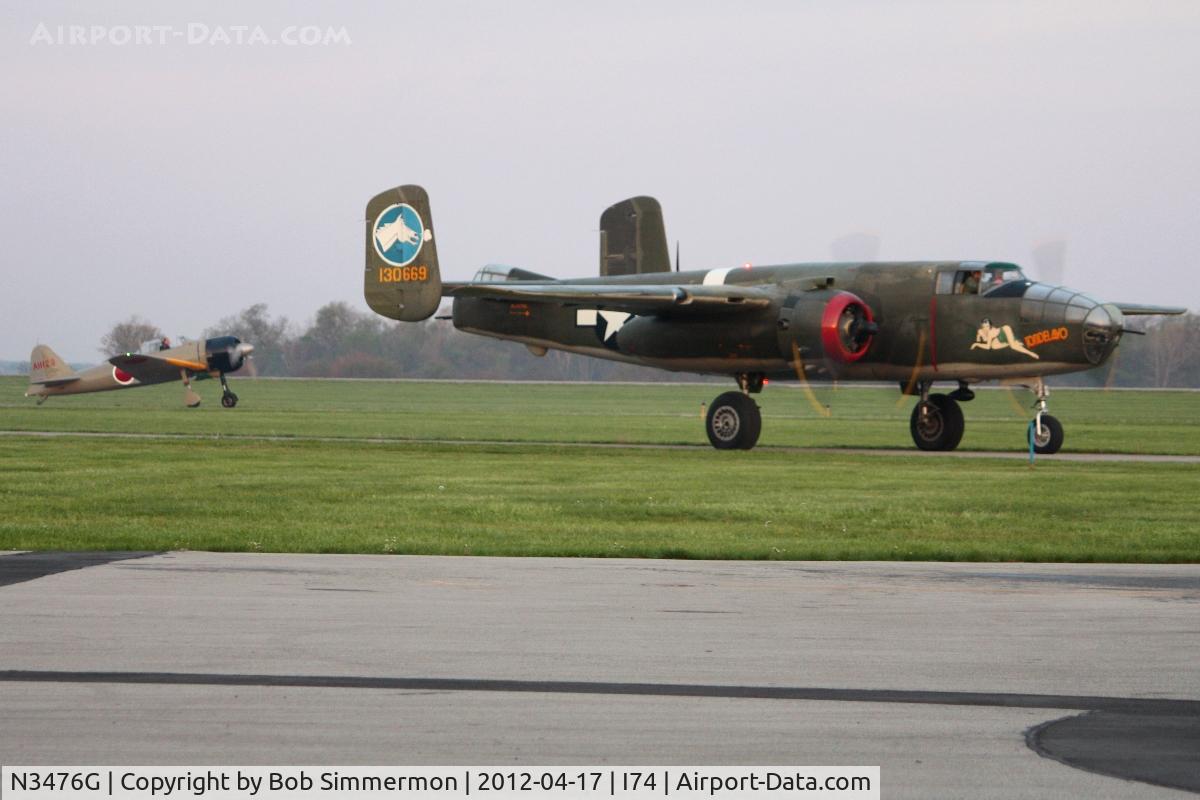 N3476G, 1944 North American B-25J Mitchell C/N 108-33257, Departing Urbana for the Dayton B-25 Gathering and Doolittle Reunion.