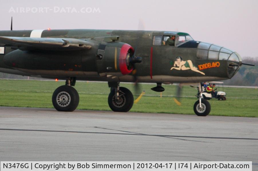 N3476G, 1944 North American B-25J Mitchell C/N 108-33257, Departing Urbana for the Dayton B-25 Gathering and Doolittle Reunion.
