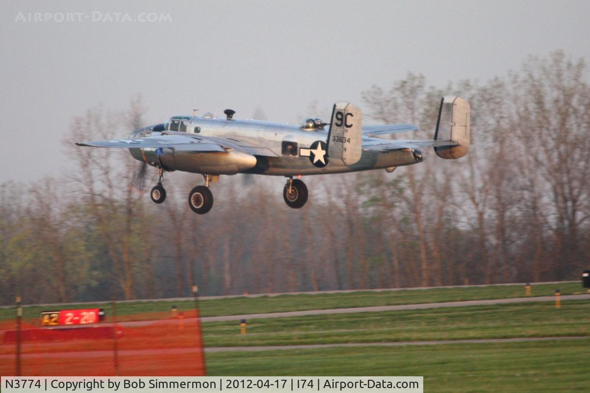 N3774, 1943 North American B-25D Mitchell C/N 100-23960, Departing Urbana for Dayton during the B-25 Gathering and Doolittle Reunion.