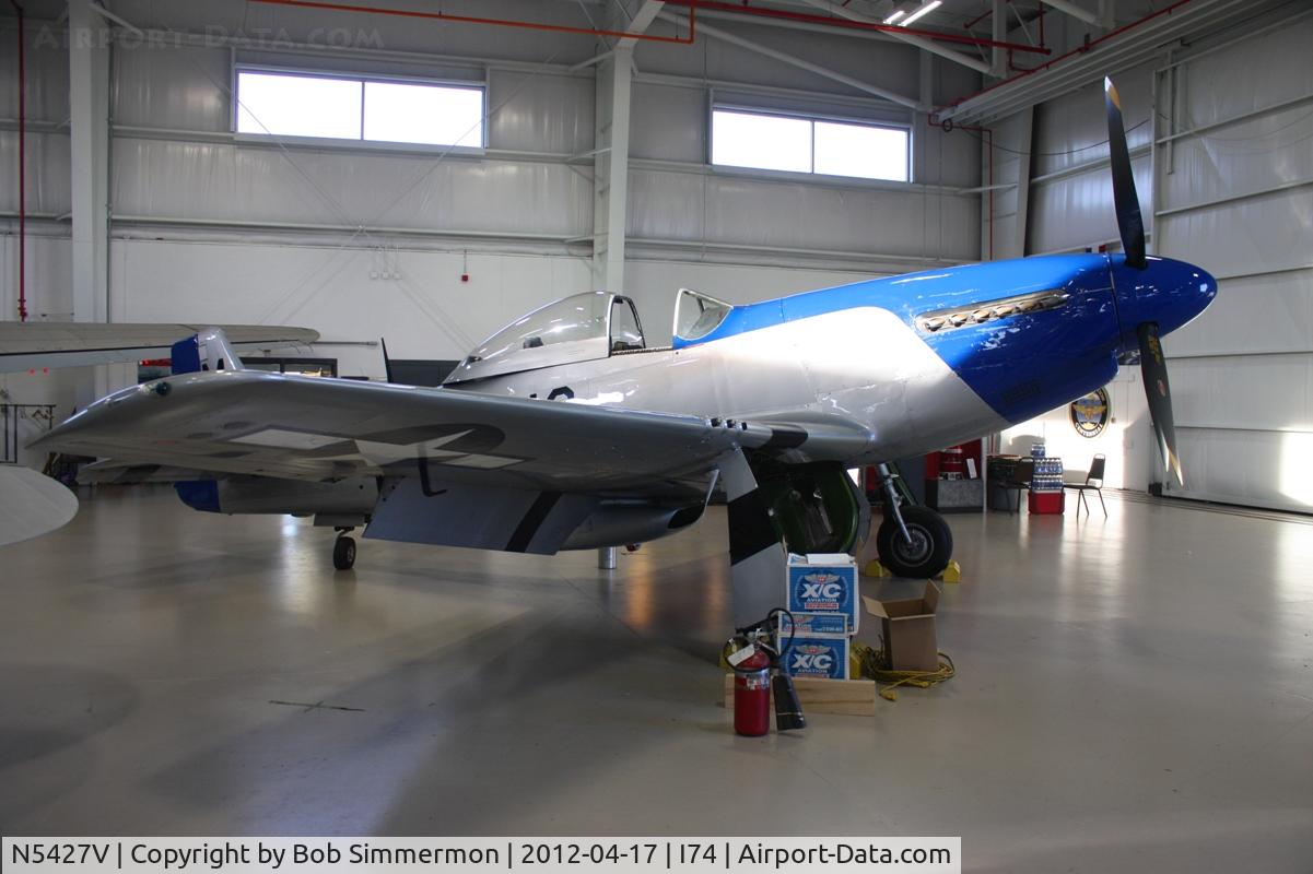 N5427V, 1944 North American F-51D Mustang C/N 44-72942, Overnighting at the Champaign Aviation Museum in Urbana, Ohio.