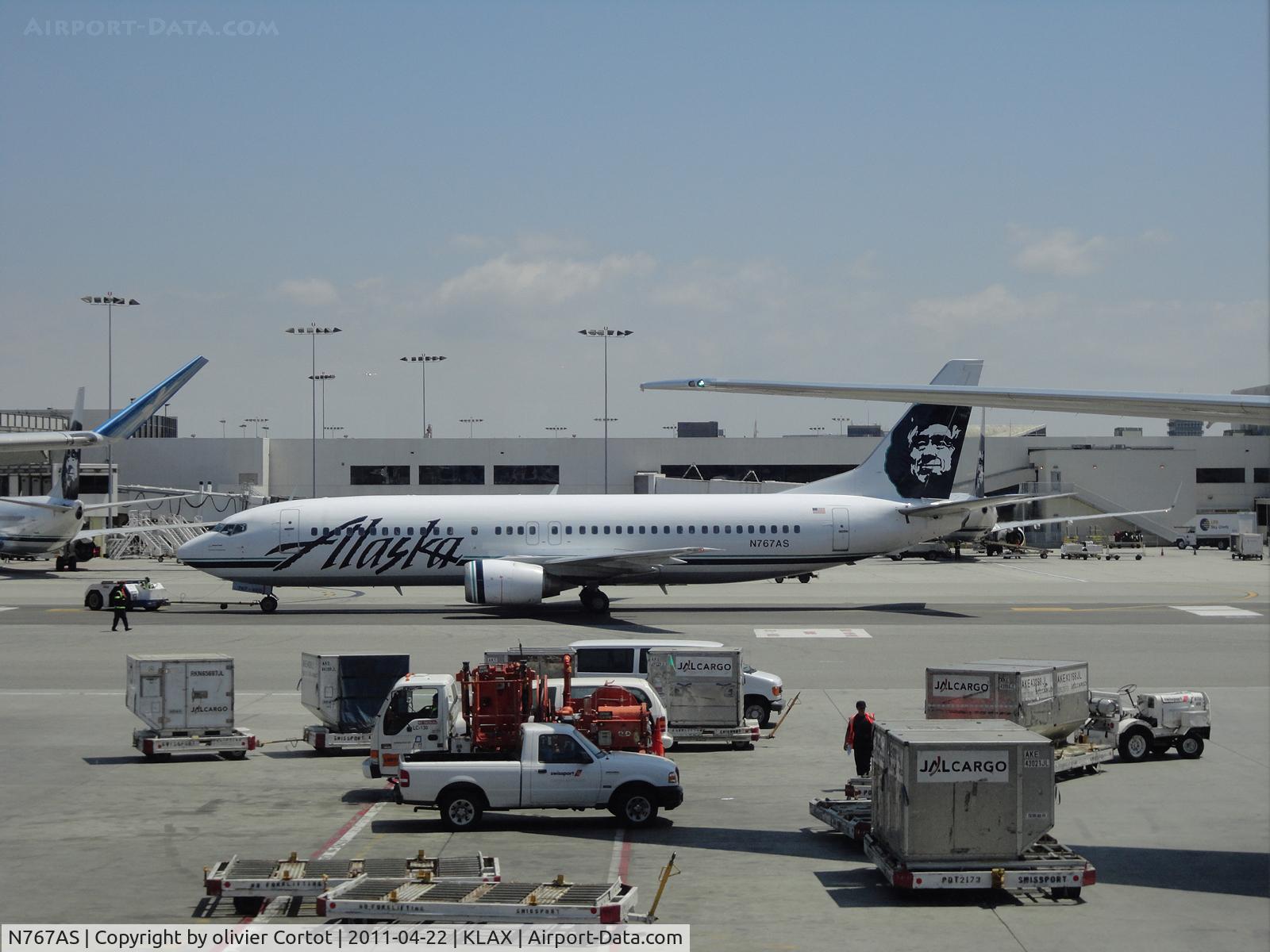 N767AS, 1992 Boeing 737-490 C/N 27081, towed to the terminal... LAX 2011
