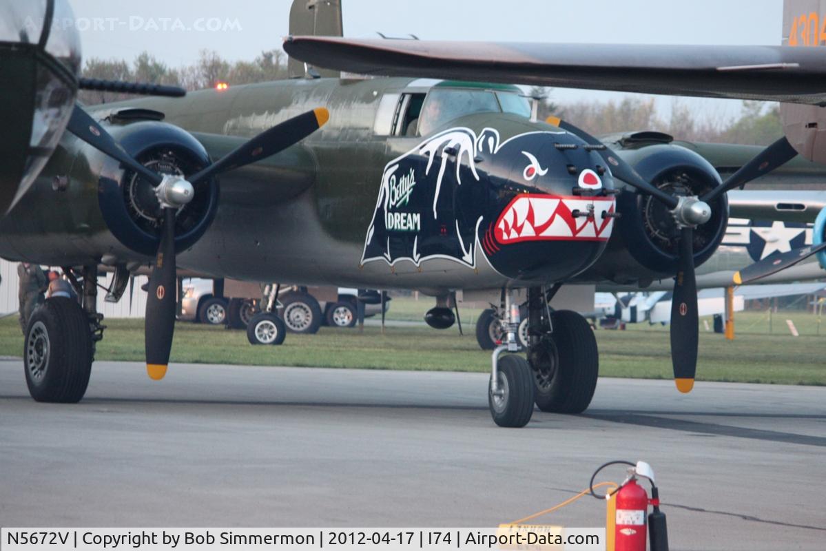 N5672V, 1945 North American B-25J Mitchell Mitchell C/N 108-47686, Dawn start up during the B-25 Gathering and Doolittle Reunion.