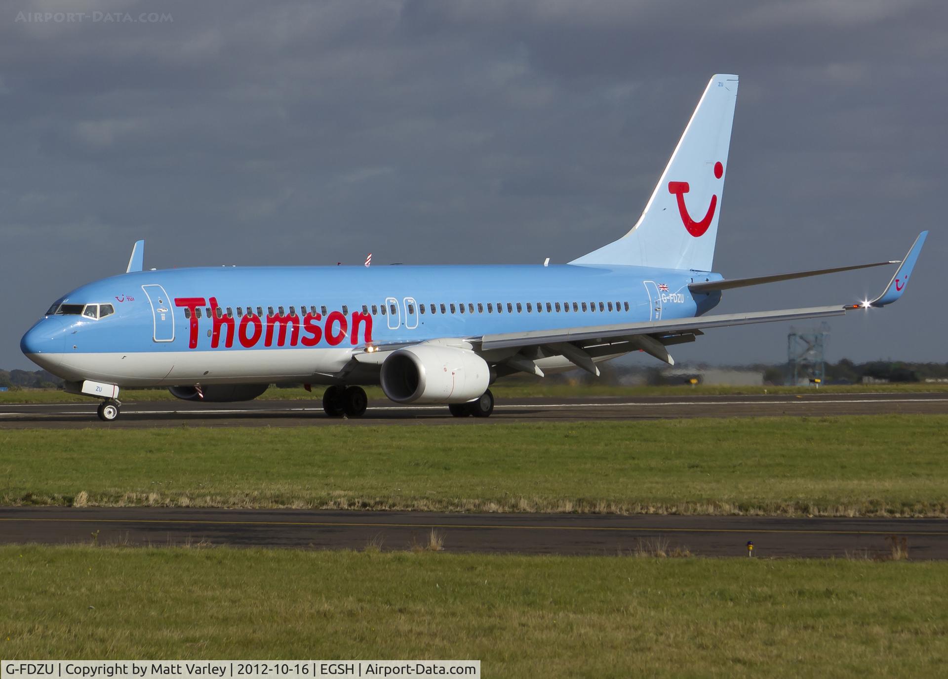 G-FDZU, 2011 Boeing 737-8K5 C/N 37253, Arriving at EGSH.