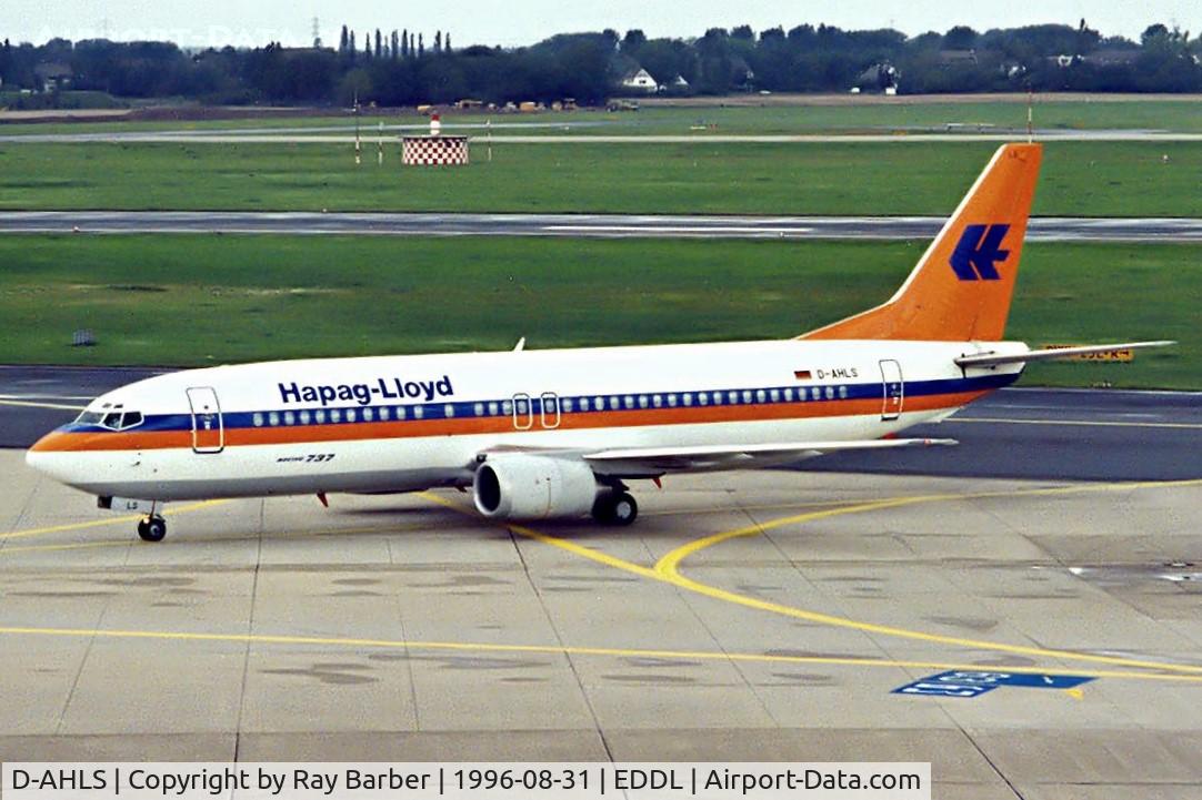 D-AHLS, 1992 Boeing 737-4K5 C/N 27074, Boeing 737-4K5 [27074] (Hapag-Lloyd) Dusseldorf~D 31/08/1996.