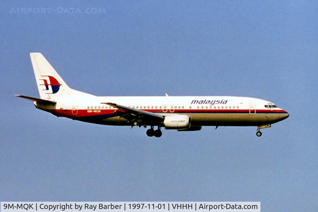 9M-MQK, Boeing 737-4H6 C/N 27384, Boeing 737-4H6 [27384] (Malaysia Airlines) Hong Kong Kai-Tak~B 01/11/1997