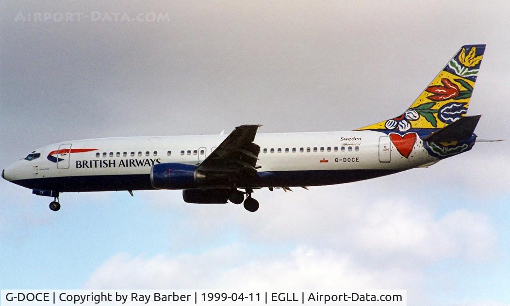 G-DOCE, 1991 Boeing 737-436 C/N 25350, Boeing 737-436 [25350] (British Airways) Heathrow~G 11/04/1999.