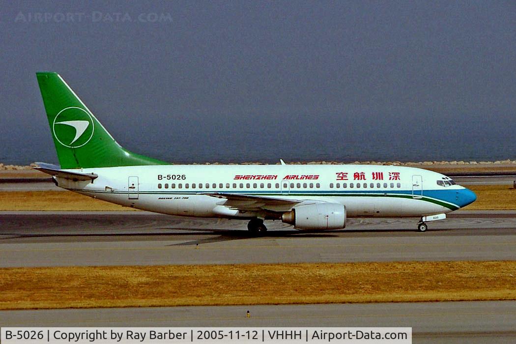 B-5026, 2001 Boeing 737-7BX C/N 30742, Boeing 737-7BX [30742] (Shenzhen Airlines) Chek Lap Kok~Hong Kong~B 12/11/2005