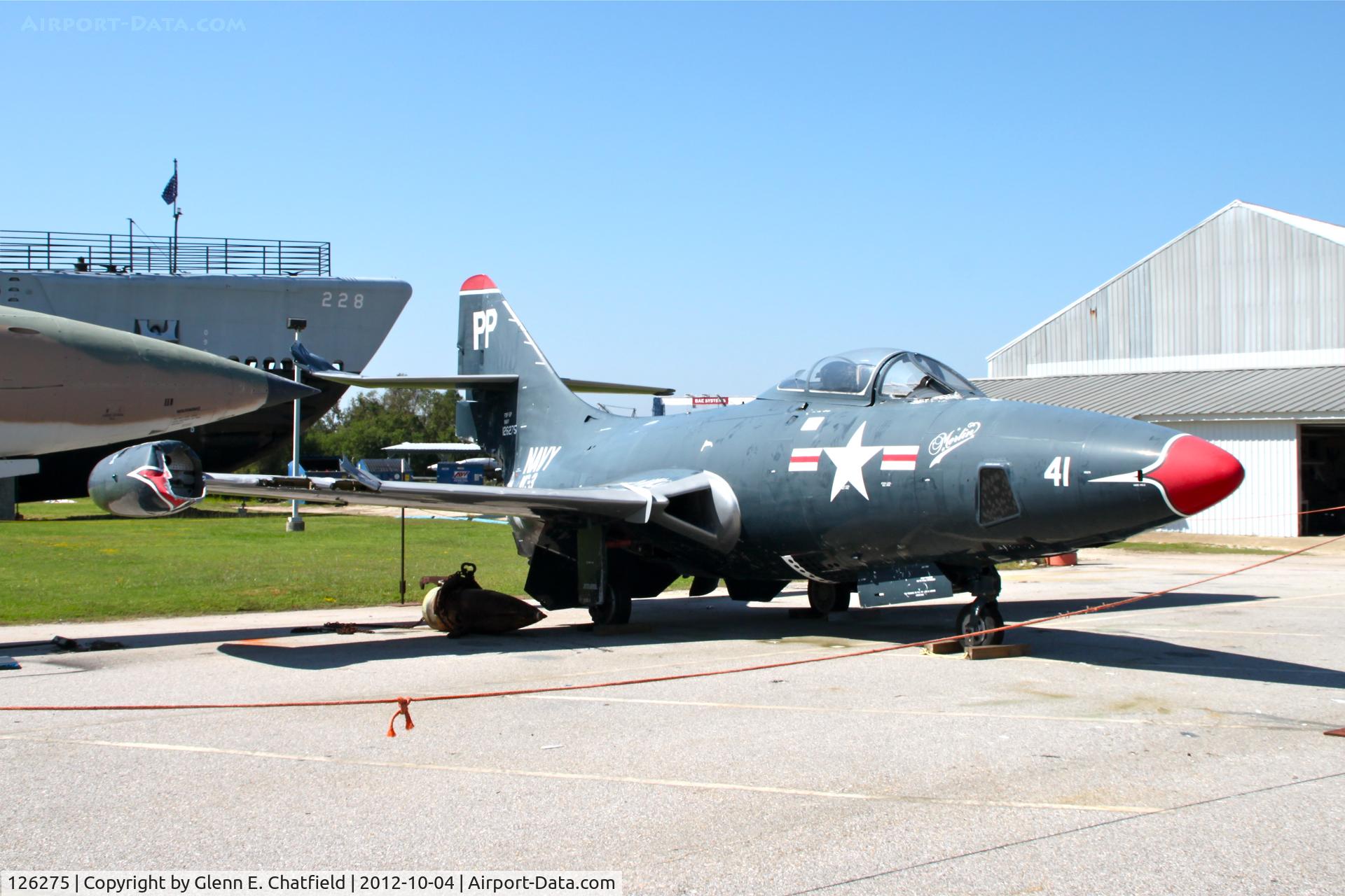 126275, 1950 Grumman F9F-5P Panther C/N Not found 126275, Battleship Alabama Memorial - Hurricane Katrina Damage