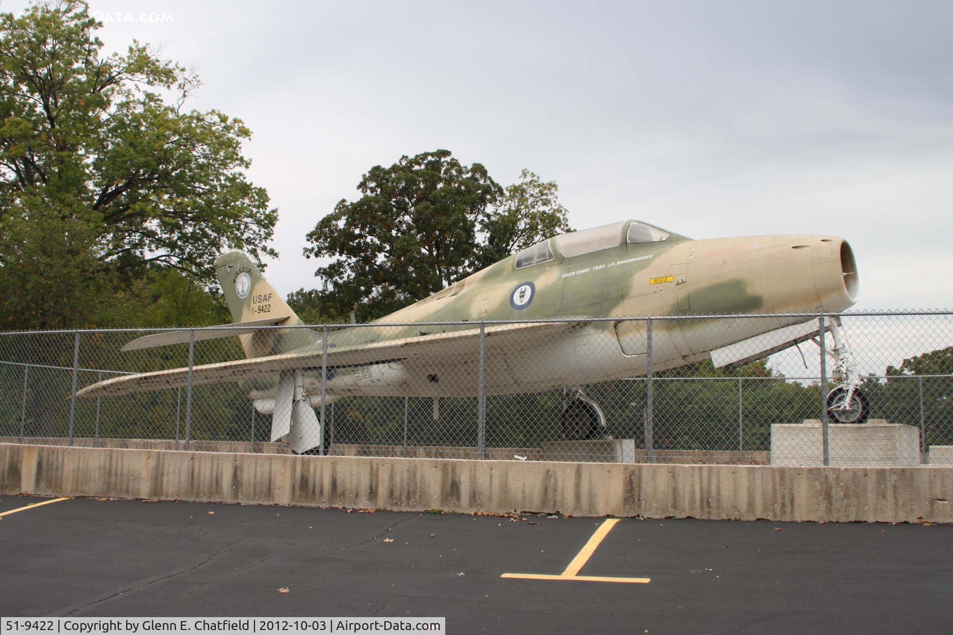 51-9422, 1951 General Motors F-84F-30-GK Thunderstreak C/N Not found 51-9422, At the American Legion Post