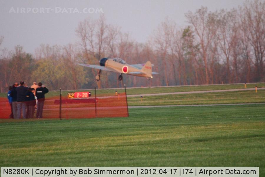 N8280K, 1941 Nakajima A6M2 Model 21 C/N 1498, Departing 20 at Urbana, Ohio during the B-25 Gathering and Doolittle Reunion.