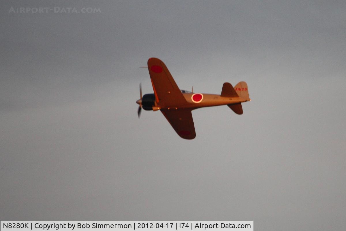 N8280K, 1941 Nakajima A6M2 Model 21 C/N 1498, Over Urbana, Ohio during the B-25 Gathering and Doolittle Reunion.