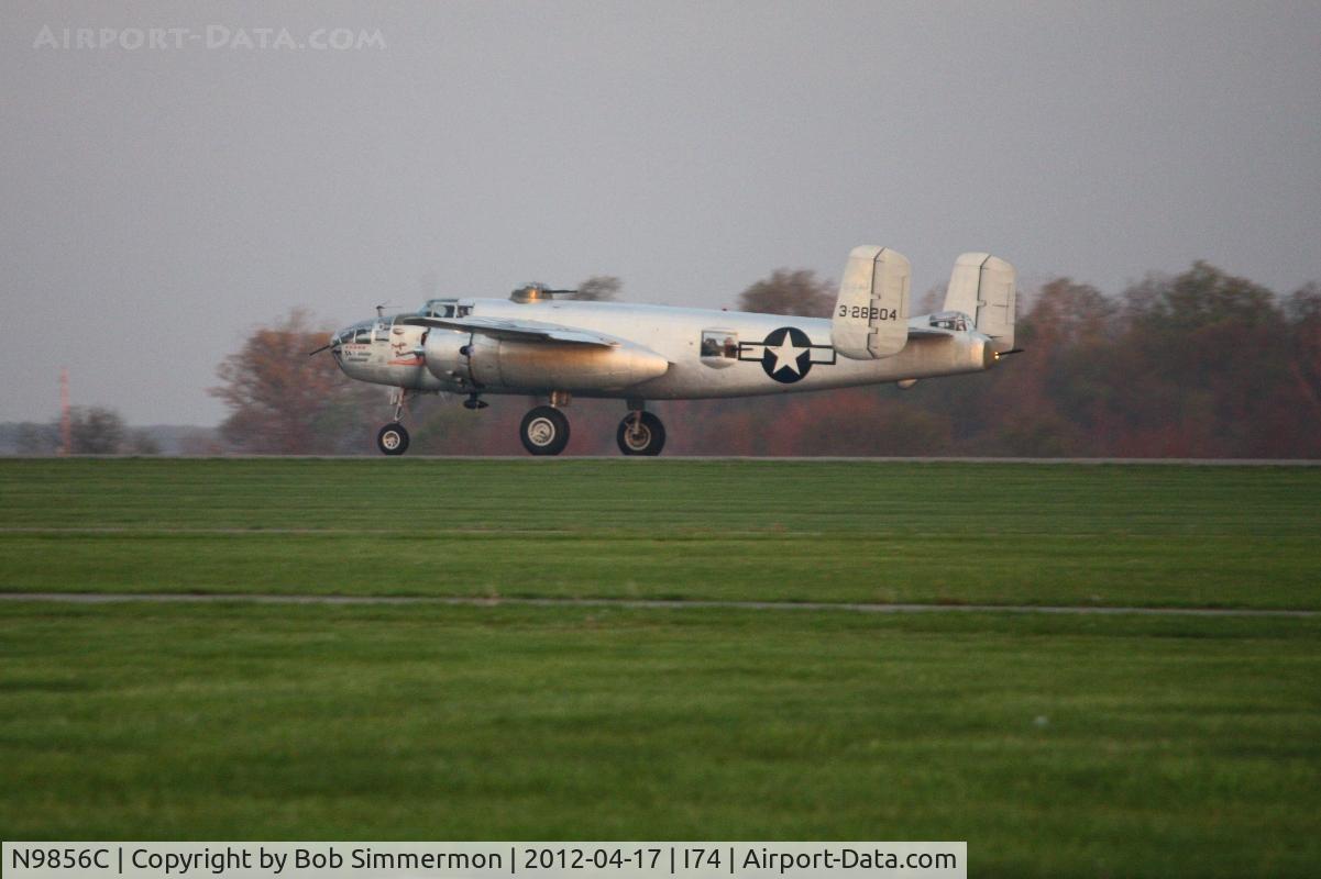 N9856C, 1943 North American TB-25N Mitchell C/N 108-35217, Departing Urbana, Ohio during the B-25 Gathering and Doolittle Reunion.