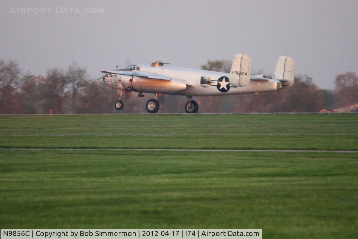 N9856C, 1943 North American TB-25N Mitchell C/N 108-35217, Departing Urbana, Ohio during the B-25 Gathering and Doolittle Reunion.
