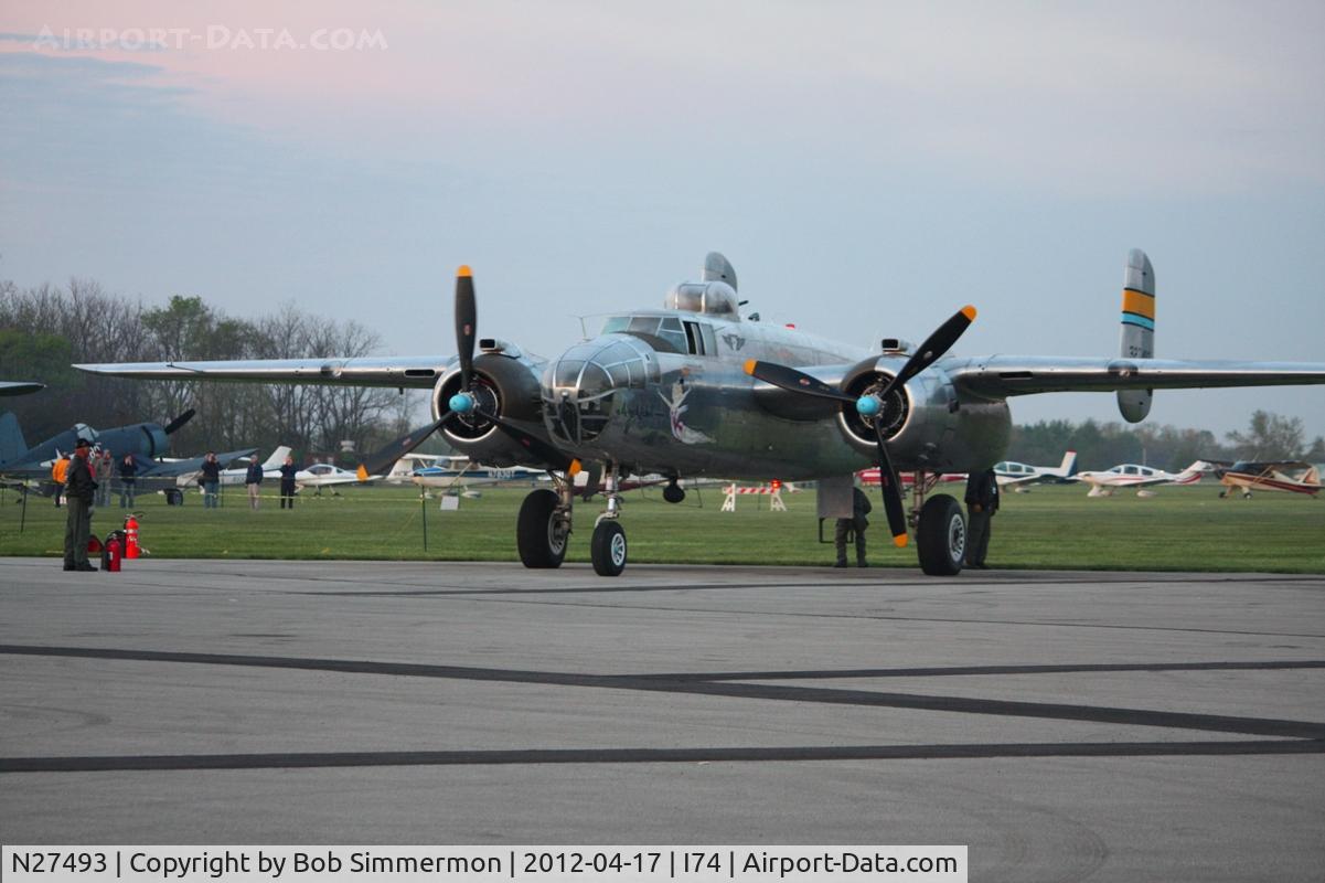 N27493, 1944 North American TB-25K Mitchell C/N 44-29869/108-33144, Dawn preparation at Urbana, Ohio during the B-25 Gathering and Doolittle Reunion.