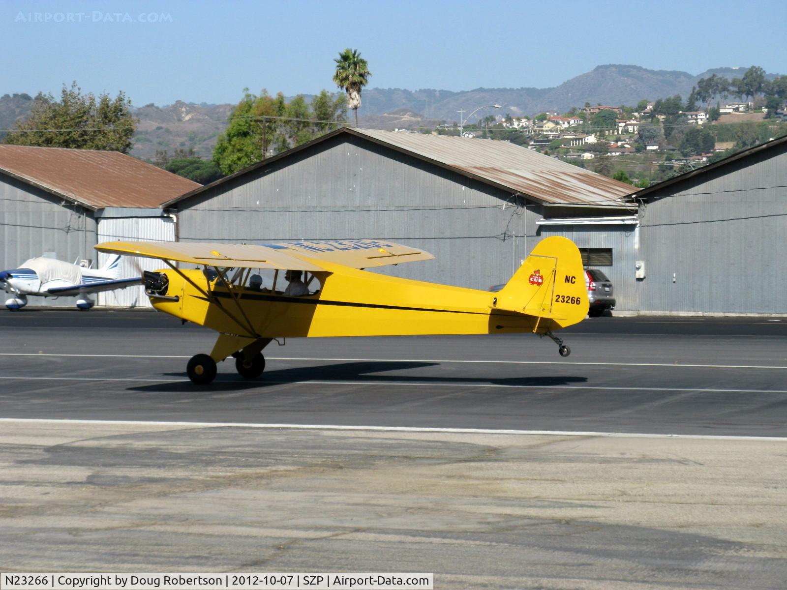 N23266, 1939 Piper J3C-65 Cub Cub C/N 3113, 1939 Piper J3C-65 CUB, Continental A&C65 65 Hp, Young Eagles Flight, takeoff roll Rwy 22, tail already up