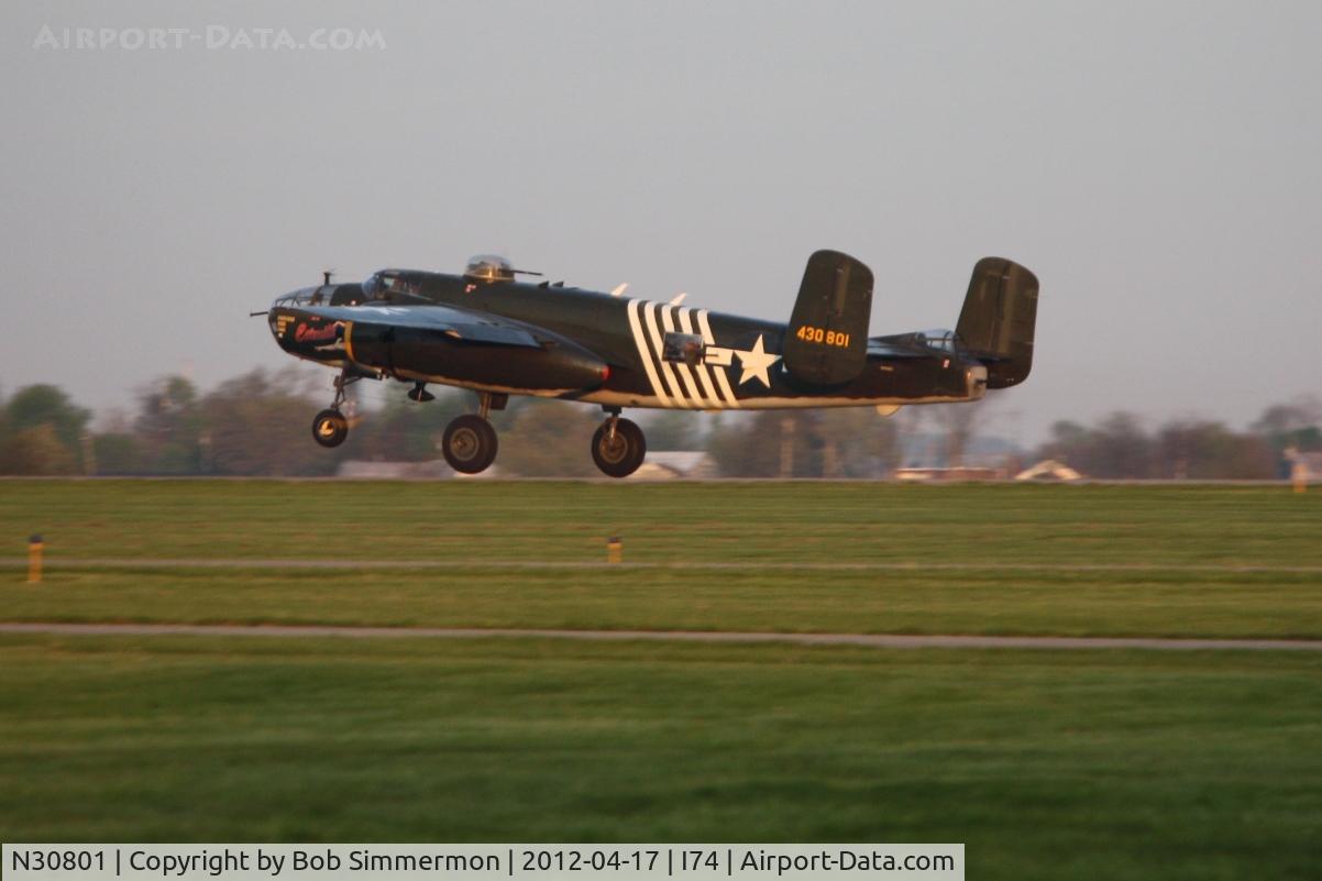 N30801, 1944 North American TB-25N Mitchell C/N 108-34076, Departing Urbana, Ohio during the B-25 Gathering and Doolittle Reunion.