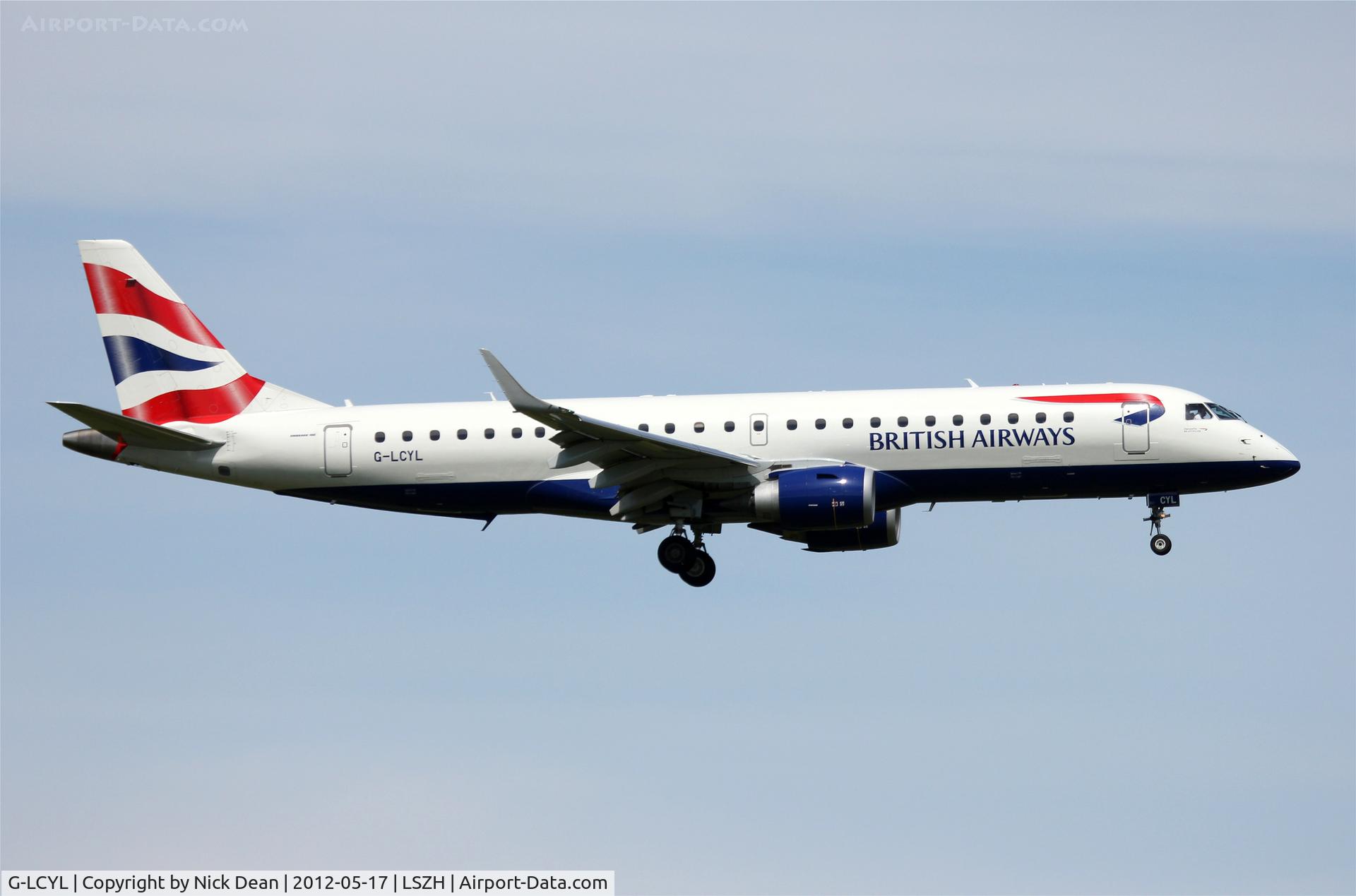 G-LCYL, 2010 Embraer 190SR (ERJ-190-100SR) C/N 19000346, LSZH/ZRH