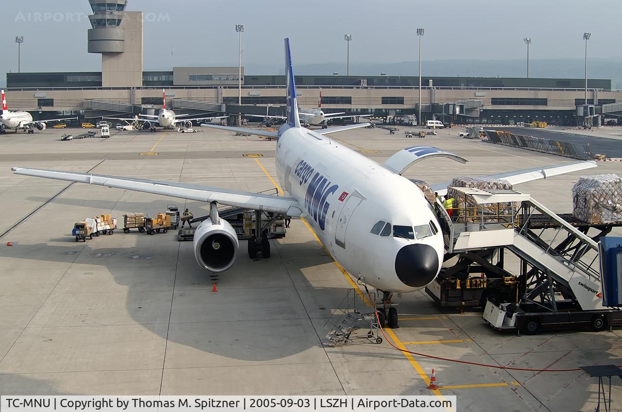 TC-MNU, Airbus A300B4-203(F) C/N 047, MNG Cargo TC-MNU sitting at Dock B while being loaded. Wide angle lens shot.
